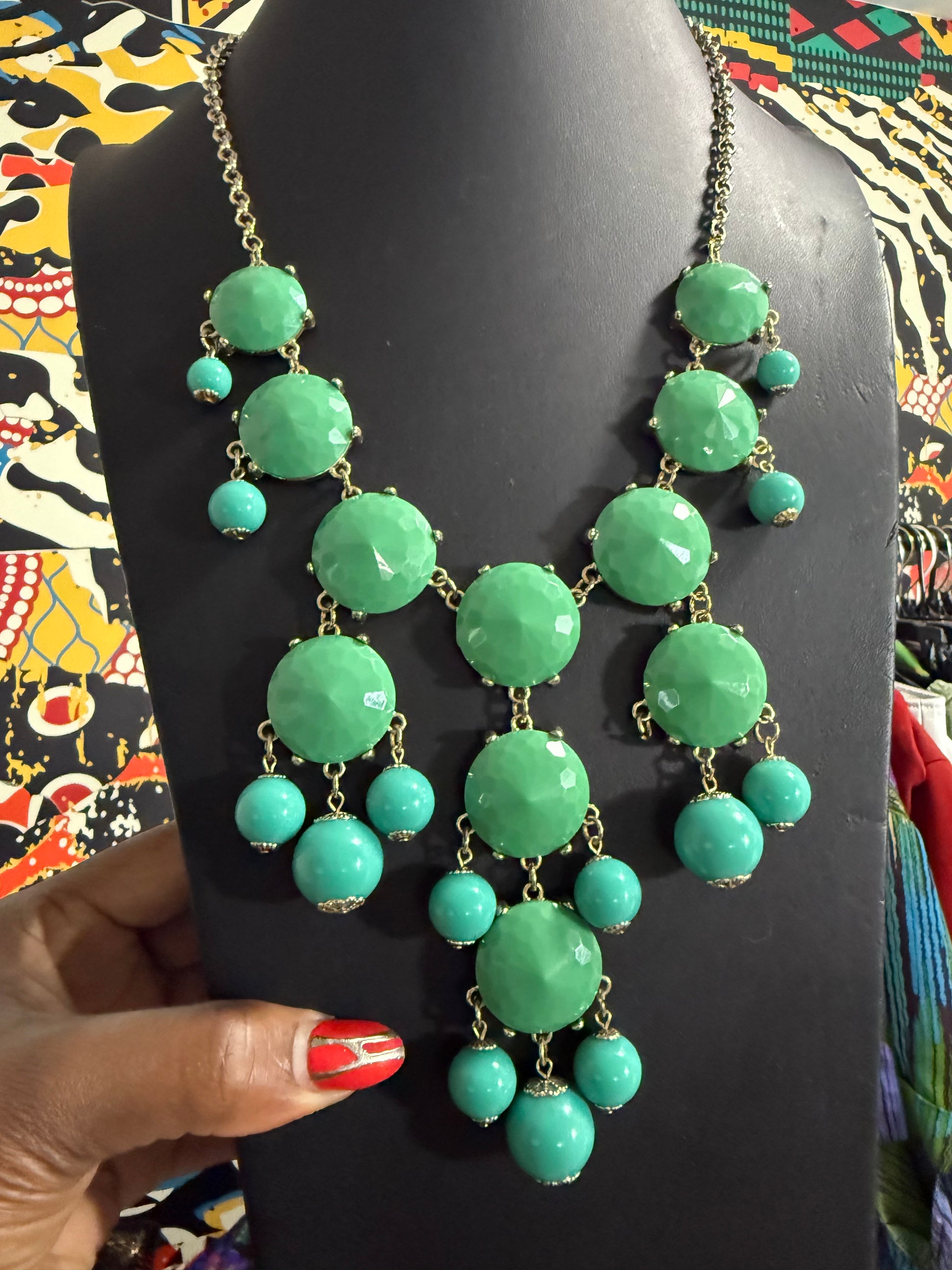 Green and turquoise statement necklace