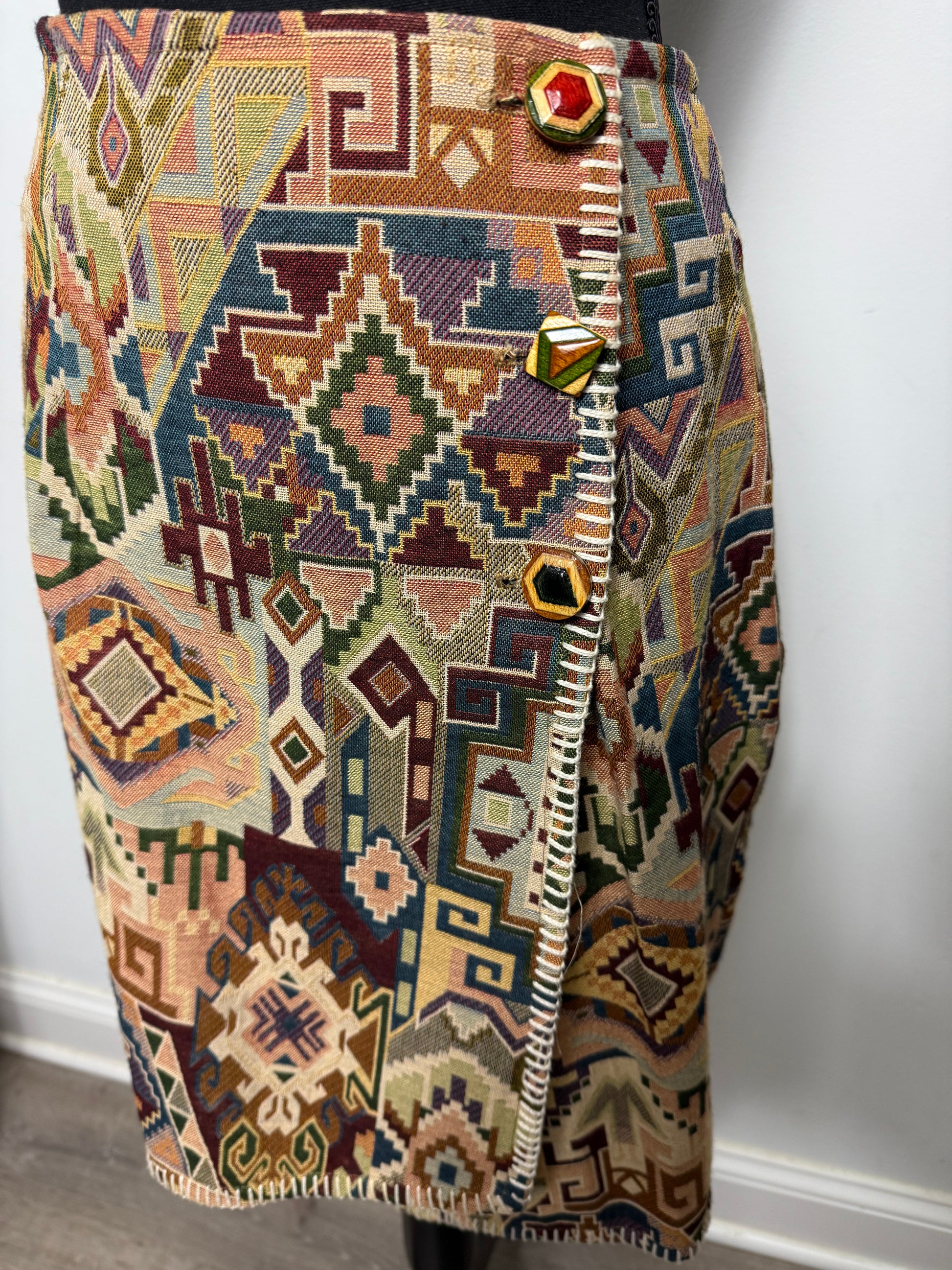 Vintage Tapestry Wrap Skirt