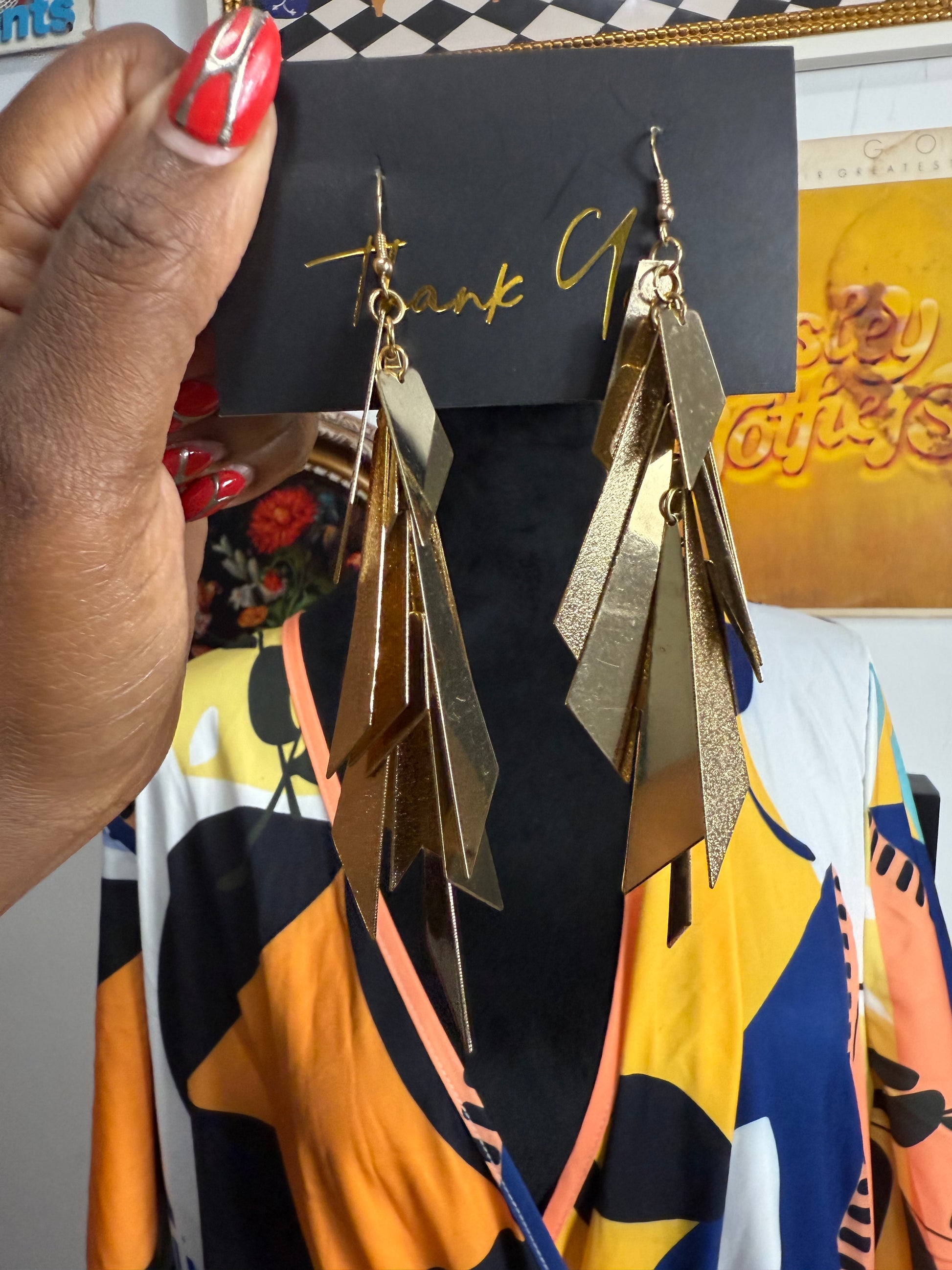 Cut up gold statement earrings