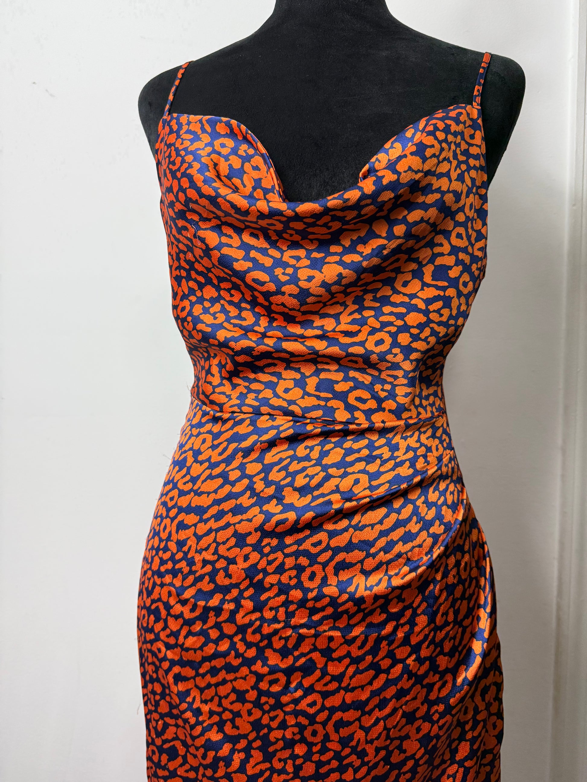 Orange and blue cheetah print dress